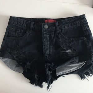 Black jean shorts